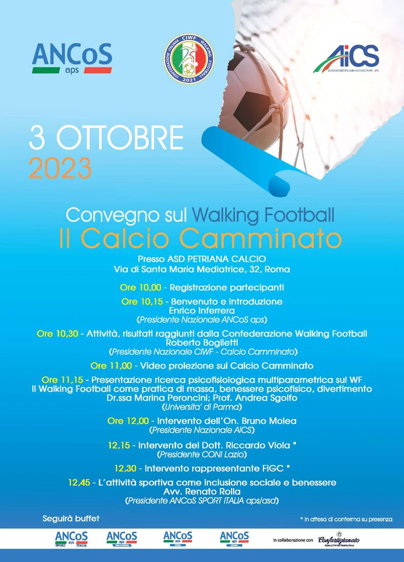 Programma convegno ANCoS sul Walking Football