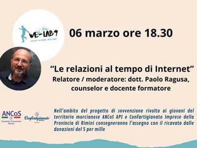 Le relazioni ai tempi di internet con il contributo 5x1000 ANCoS Aps Rimini