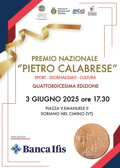 A Soriano nel Cimino l'evento 2025 con la quattordicesima edizione Premio Pietro Calabrese