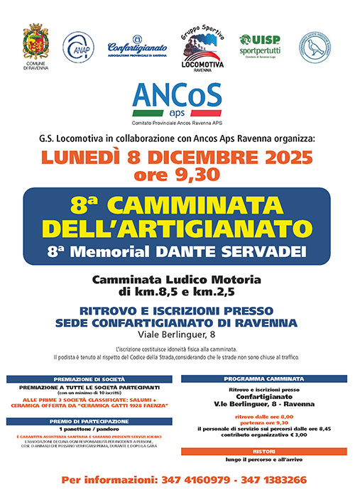 programma ottava camminata dell'artigianato ravenna